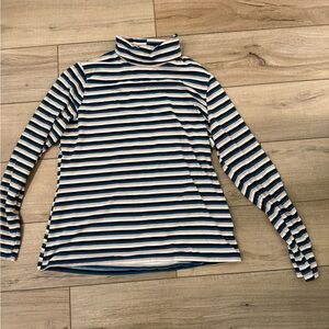 Time and Tru Blue, White, & Beige Turtleneck Long Sleeve Shirt